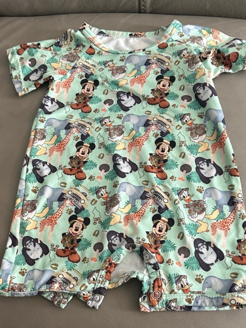 Disney Mint Green Safari Character Baby One-Piece